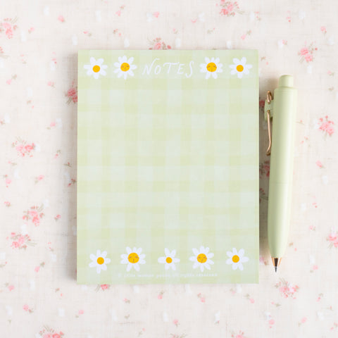 Yellow Daisy Notepad- Yellow Gingham Floral Stationery