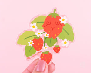 Strawberry Vinyl Sticker- Feminist Strawberry Girls Fruit Floral Illustration Girl Power Female Empowerment Laptop Decal Planner Waterproof