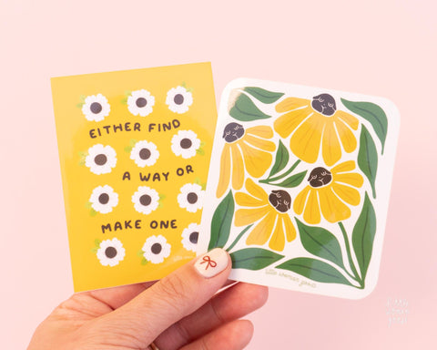 Empowering Vinyl Sticker- Either Find a Way or Make One- Feminist Inspiring Motivational Quote Laptop Planner Waterbottle Resist Yellow