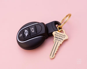 Wildest Dreams Keychain- Motivational Enamel Metal Key Keychain Keyring Bag Charm Inspirational Cute Quirky Empowering Gold Feminist Art