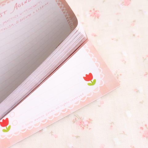 Feminist Agenda Notepad- Funny Sassy To Do List Pad Pink Floral Checklist Notepad