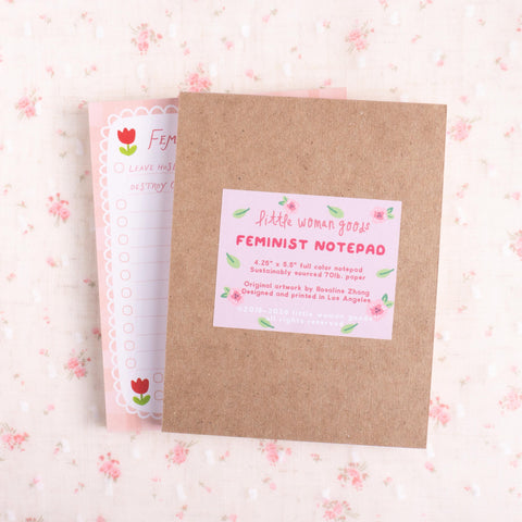 Feminist Agenda Notepad- Funny Sassy To Do List Pad Pink Floral Checklist Notepad