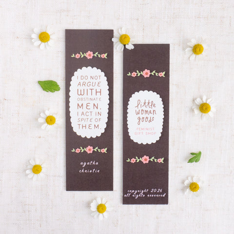 Feminist Literary Bookmark- Agatha Christie Quote Gift for Readers, Book Club, Students, & Teachers