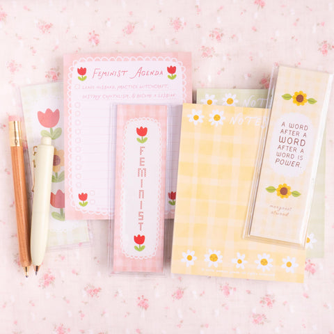 Feminist Agenda Notepad- Funny Sassy To Do List Pad Pink Floral Checklist Notepad