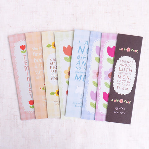 Feminist Tulip Bookmark- Pink Gingham Floral Stationery | Girl Power Gift for Book Lovers