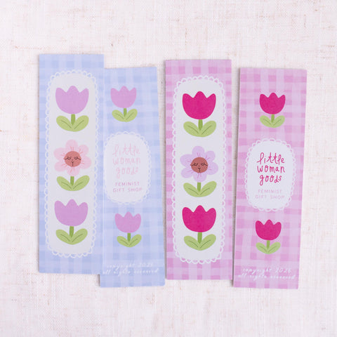 Lavender Floral Bookmark- Purple Gingham Tulip Stationery Book Club