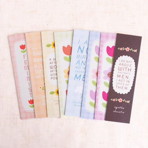 Feminist Literary Bookmark- Margaret Atwood Quote Cute Yellow Sunflower Gingham Stationery