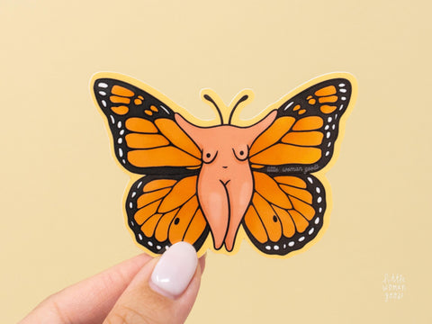 Monarch Girl Vinyl Sticker - Feminist Sticker, Wild and Free Woman, Transformation, Rebirth, Resilience, and Growth Unique Decal
