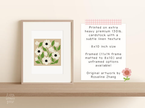 Brown Daisy Floral Wall Art Print