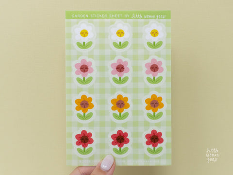 Flower Garden Sticker Sheet- Vinyl Sticker Pack, Cute Floral Feminist Illustrations, Colorful Flower Girls, Planner and Journaling Stickers
