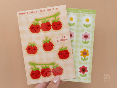 Flower Garden Sticker Sheet- Vinyl Sticker Pack, Cute Floral Feminist Illustrations, Colorful Flower Girls, Planner and Journaling Stickers