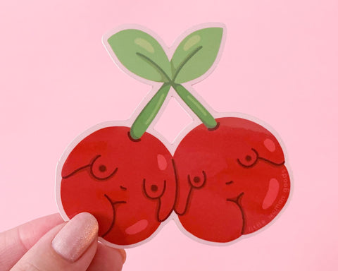 Cherry Girls Vinyl Sticker - Feminist Cherry, Cute Red Fruity, Illustration Waterproof Dishwasher-Safe, for Waterbottle, Laptop, Planner