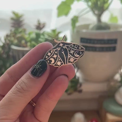 Celestial Moth Girl Enamel Pin