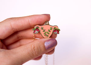 Uterus Charm Necklace Feminist Enamel Jewelry- Gold Blooming Uterus Feminist Gift Cuterus Women' Rights Reproductive Rights Girl Power Art
