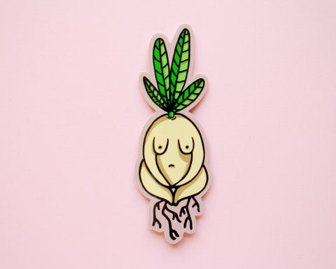 Feminist Vinyl Sticker- Illustrated Radish Girl Weatherproof Decal Plant Vegetable Laptop Sticker Planner Sticker