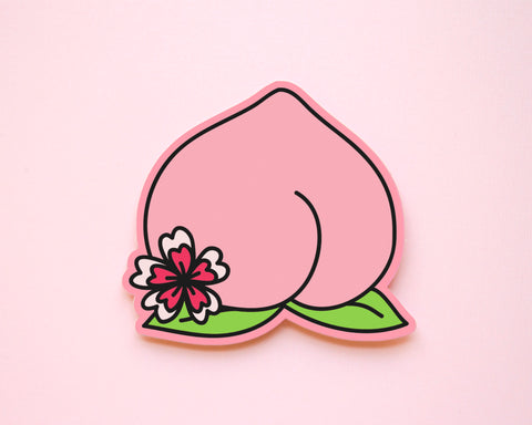 Peach Booty Vinyl Sticker- Peach Flower Decal Bumper Sticker Laptop Sticker Feminist Gift Women's Rights Girl Power Art Peach Emoji