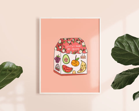 Feminist Art Print- Fruits and Veggies Shop Illustration Building Illustration Building Wall Art Feminist Gift Cute