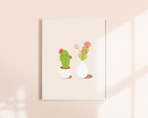 Feminist Art Print- Succulents Plant Lady Art Print Illustrated Potted Plants Flowers Cactus Succulents Minimalist Wall Art