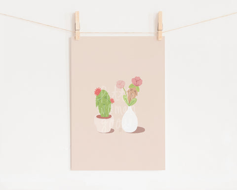 Feminist Art Print- Succulents Plant Lady Art Print Illustrated Potted Plants Flowers Cactus Succulents Minimalist Wall Art