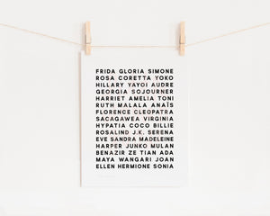 Feminist Heroes Art Print- Inspirational Women Poster Minimalist Graphic Print Powerful Text Strong Empowering Women Changed History