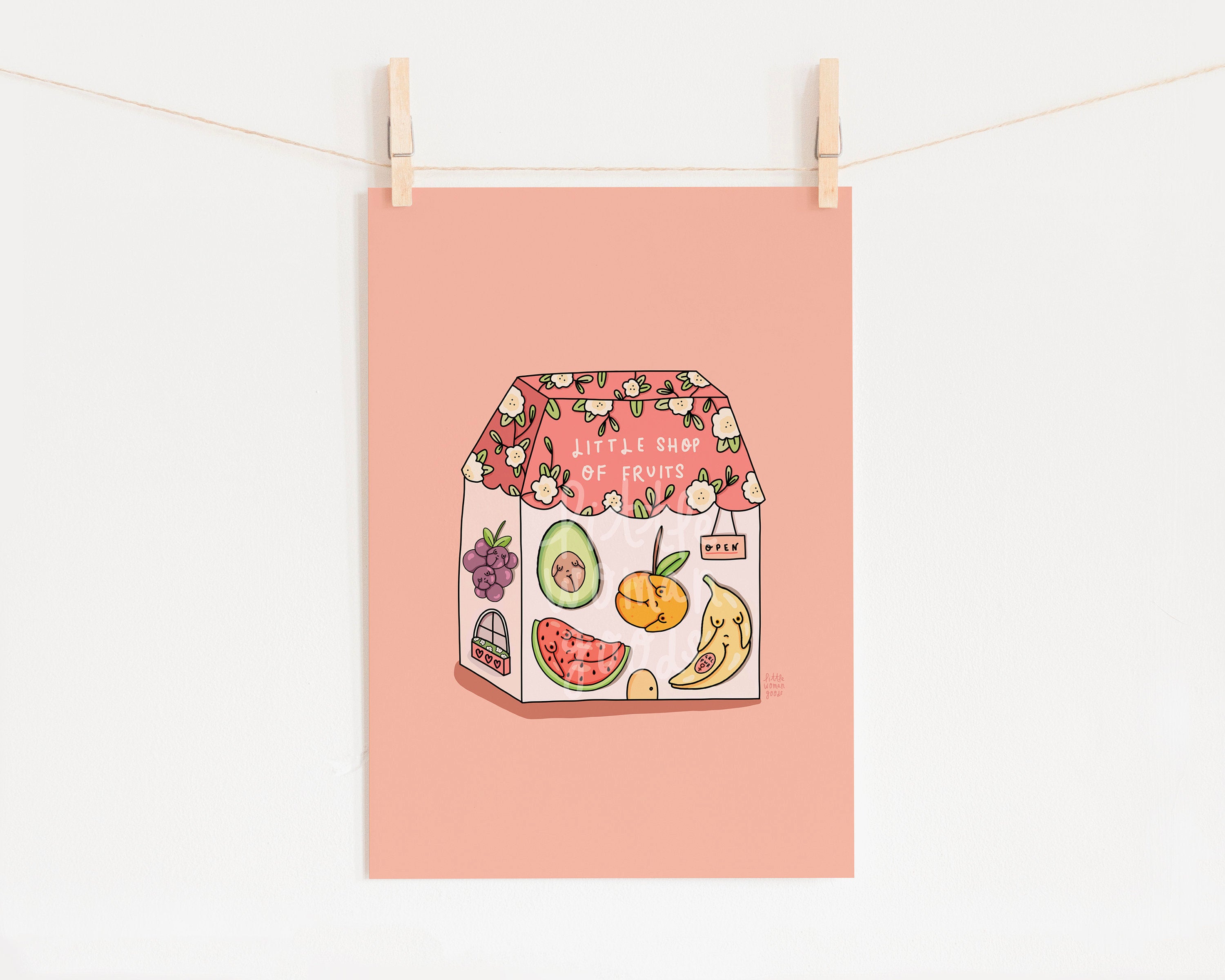 Feminist Art Print- Fruits and Veggies Shop Illustration Building Illustration Building Wall Art Feminist Gift Cute