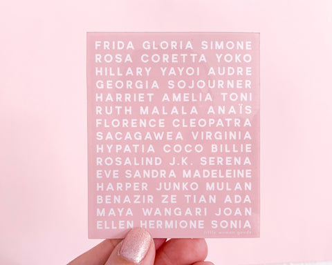 Feminist Heroes Sticker- Waterproof Vinyl Sticker Pink Graphic Text Women Who Changed History Inspirational Motivational Decal