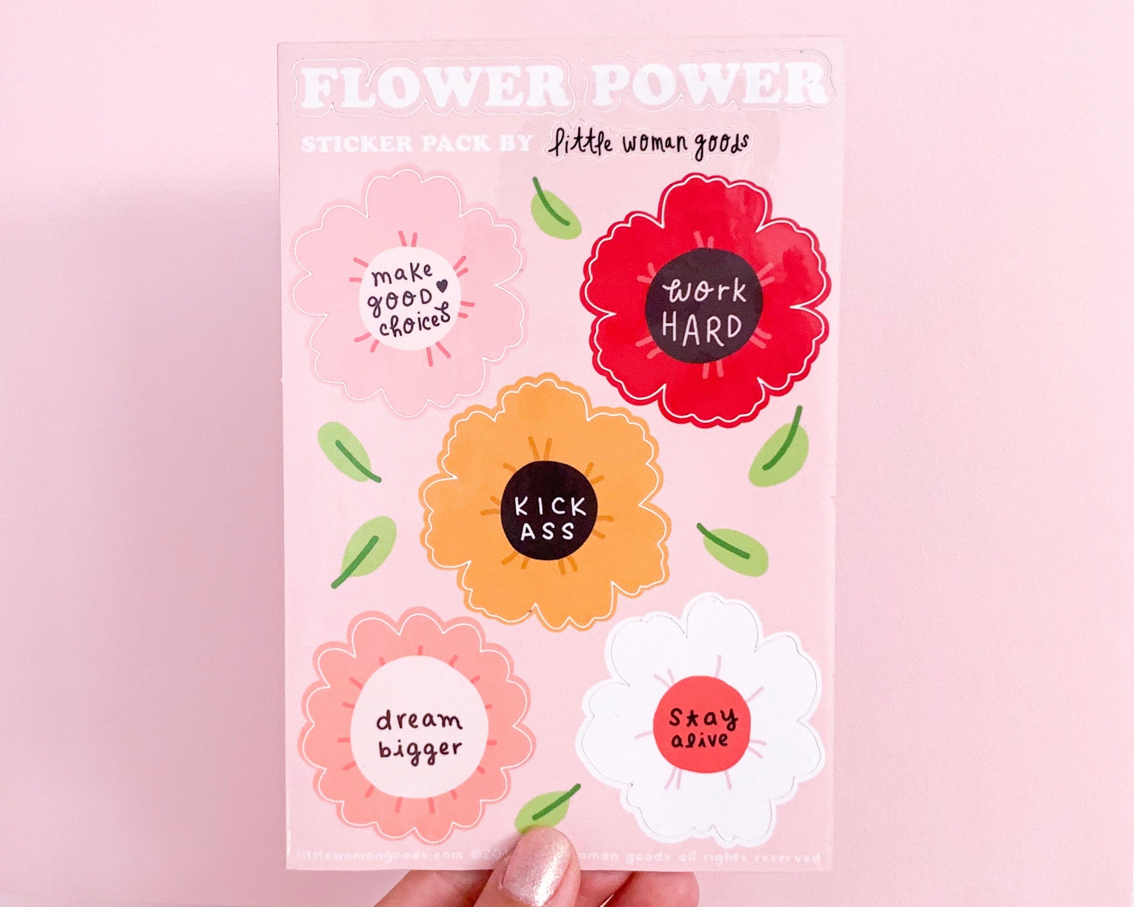Flower Power Sticker Sheet-Feminist Vinyl Stickers Motivational Inspirational Planner Stickers Laptop Stickers Waterbottle Stickers