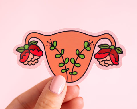 Feminist Uterus Sticker Blooming Uterus- Illustrated Women's Rights Reproductive Rights Weatherproof Decal Bumper Sticker