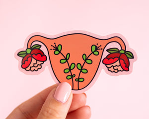 Feminist Uterus Sticker Blooming Uterus- Illustrated Women&#39;s Rights Reproductive Rights Weatherproof Decal Bumper Sticker