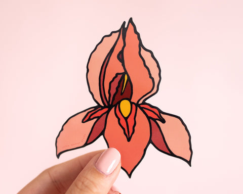 Feminist Pussyflower Vinyl Sticker- Iris Flower Vagina Illustration Art Yoni Floral Laptop Stickers Planner Sticker