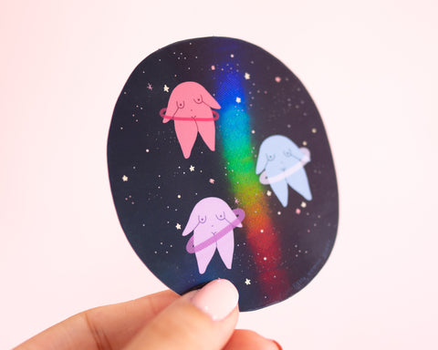 Outer Space Feminist Stickers- Holographic Vinyl Stickers Weatherproof Laptop Stickers Planner Stickers Celestial Galaxy Planets Star
