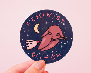 Feminist Witch Sticker Vinyl- Halloween Design Moon Stars Astrology Constellations Witch Waterproof Dishwasher-Safe Vinyl Sticker