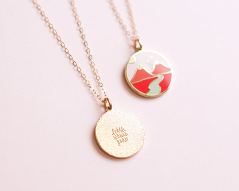Feminist Charm Necklace Boob Mountains- Enamel Jewelry- Gold Feminist Gift Women&#39; Rights Reproductive Rights Girl Power Art
