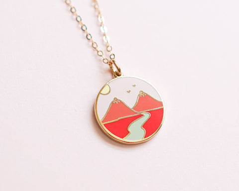Feminist Charm Necklace Boob Mountains- Enamel Jewelry- Gold Feminist Gift Women' Rights Reproductive Rights Girl Power Art