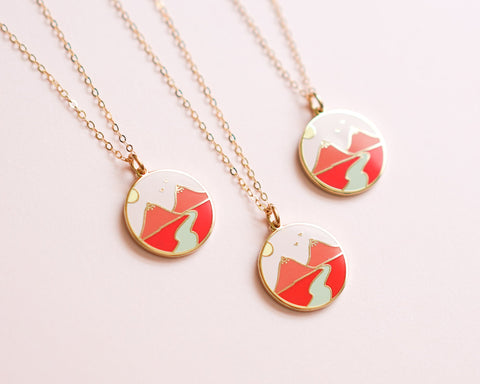Feminist Charm Necklace Boob Mountains- Enamel Jewelry- Gold Feminist Gift Women&#39; Rights Reproductive Rights Girl Power Art