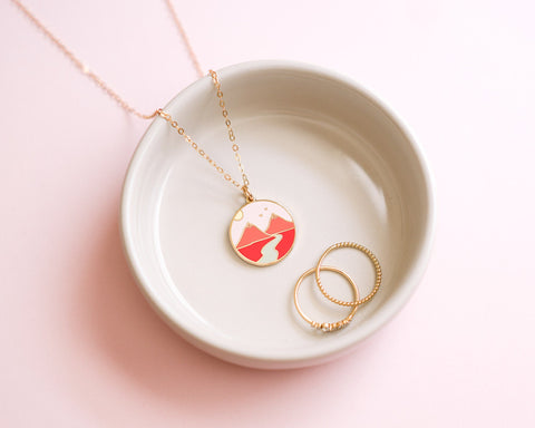 Feminist Charm Necklace Boob Mountains- Enamel Jewelry- Gold Feminist Gift Women&#39; Rights Reproductive Rights Girl Power Art