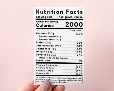 Nutrition Facts Vinyl Sticker