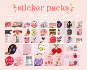 Feminist Vinyl Sticker- Care Instructions 100% Woman Feminist Design Minimalist Planner Sticker Laptop Sticker Waterproof Carsafe