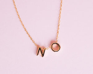NO Charm Necklace- 14k Gold Fill Feminist Gift Women&#39; Rights Girl Power Letter Necklace