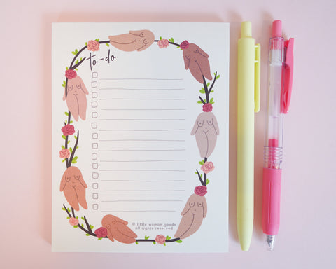 Feminist Notepad- To do Notes Cute Floral Stationery Planner Accessories Floral Notes To do Paper A6