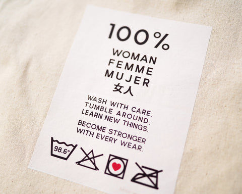 Feminist Tote Bag- Care Instructions Cute Girl Power Gusseted Tote Bag 100% Cotton Canvas