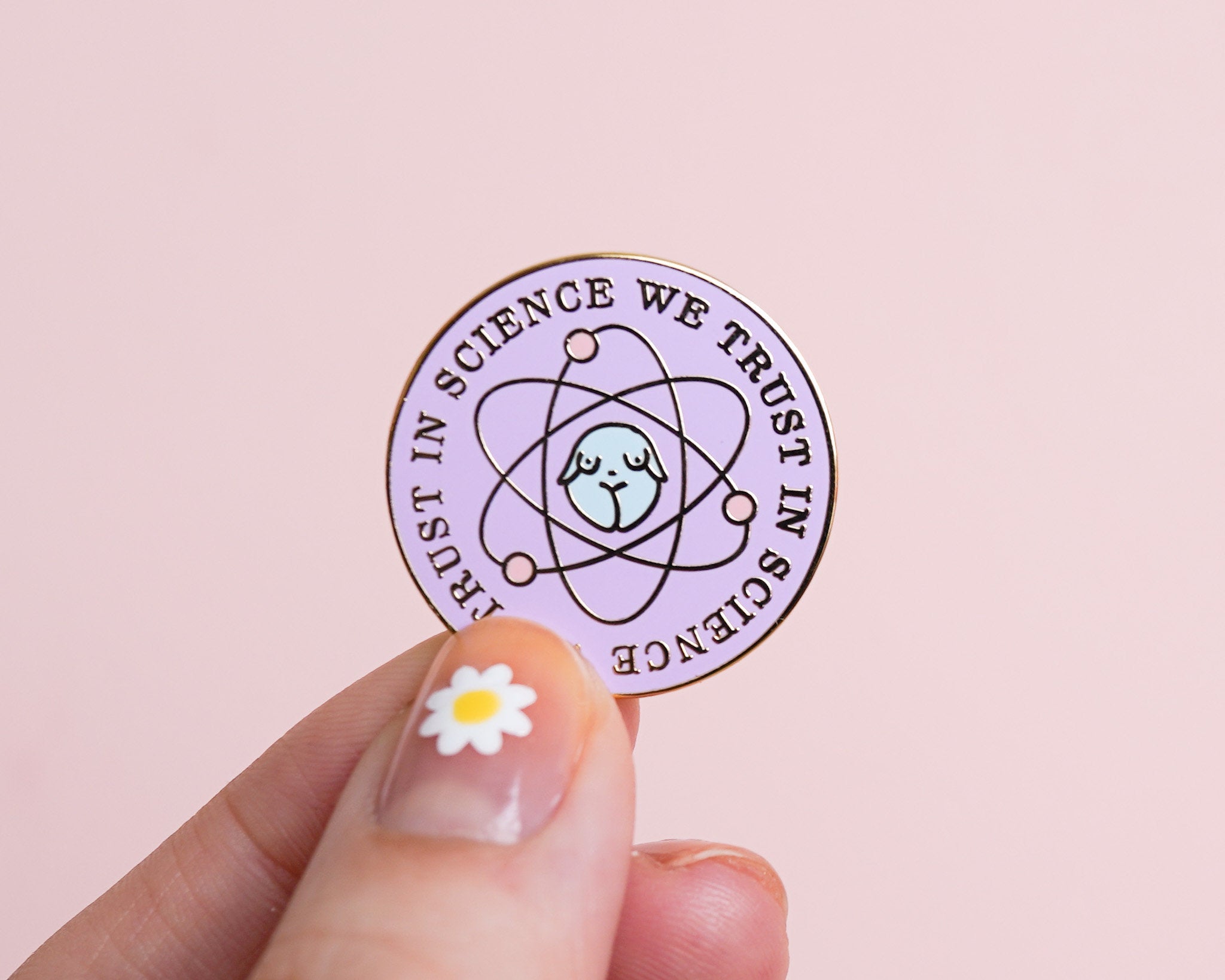 Science Enamel Pin Feminist Art- &quot;In Science We Trust&quot; Cute Science Gift Lavender Purple Enamel Pin Women in STEM