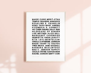 Scientists- Feminist Heroes Art Print- Inspirational Women Poster Minimalist Graphic Print Powerful Text Strong Empowering Women