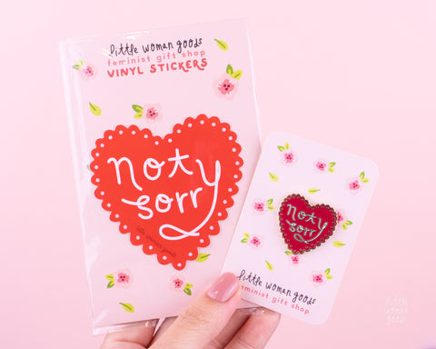 Not Sorry Enamel Pin- Feminist Art Cute Red Heart Unapologetic Powerful Strong Women Empowering Gift Girl Power